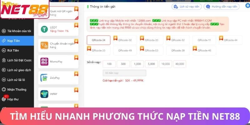 Tìm hiểu nhanh phương thức nạp tiền Net88